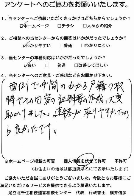 東京都 Ｈ・Ｉ様よりいただきました。